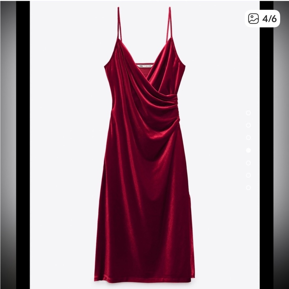Zara Red Velvet Wrap Dress